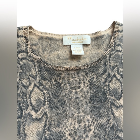 Ladies Mainbocher 2-Ply Cashmere Sweater Beige Animal Print Size Large - Picture 2 of 5